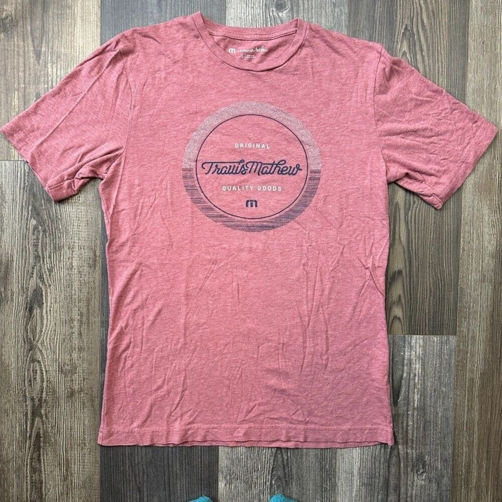 Travis Mathew Pima Cotton T Shirt Mens Small Red Heathered Golf Casual Logo